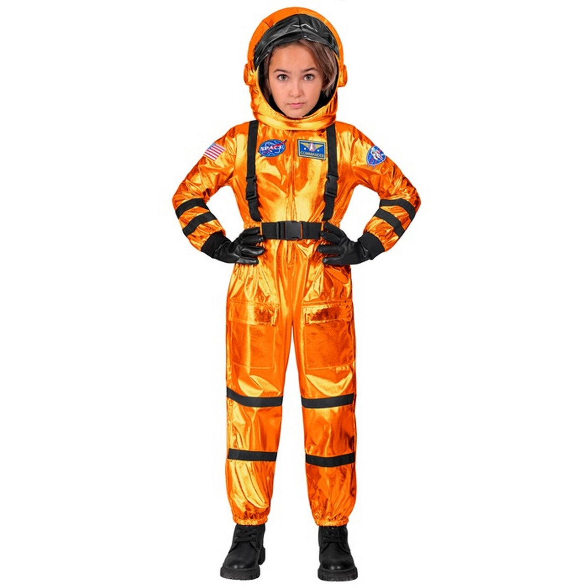 Op deze afbeelding zie je een Kostuums, van het merk Widmann. Astronaut Orange Sky Kind Kostuum
