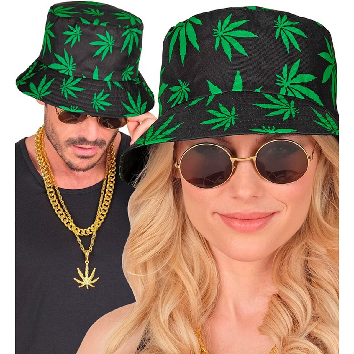 Op deze afbeelding zie je een Accessoires, van het merk Widmann. Bucket Hat Green Grass