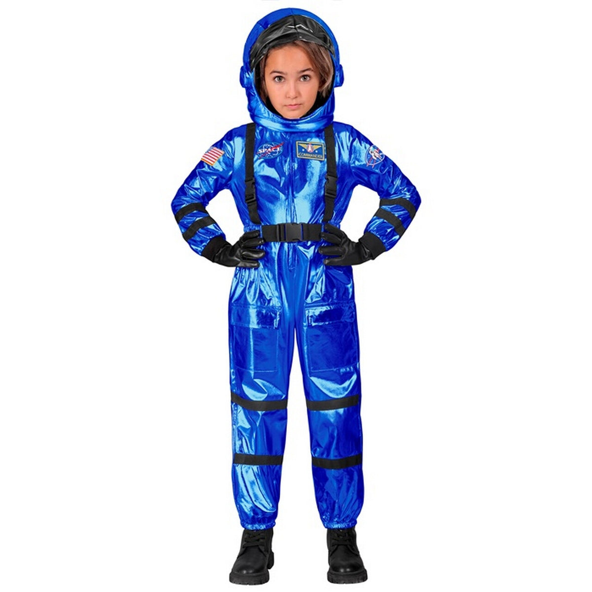 Op deze afbeelding zie je een Kostuums, van het merk Widmann. Blauwe Astronaut Blue Origin Kind Kostuum