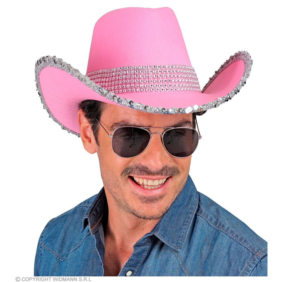 Op deze afbeelding zie je een Accessoires, van het merk Widmann. Cowboyhoed Party Girl Roze