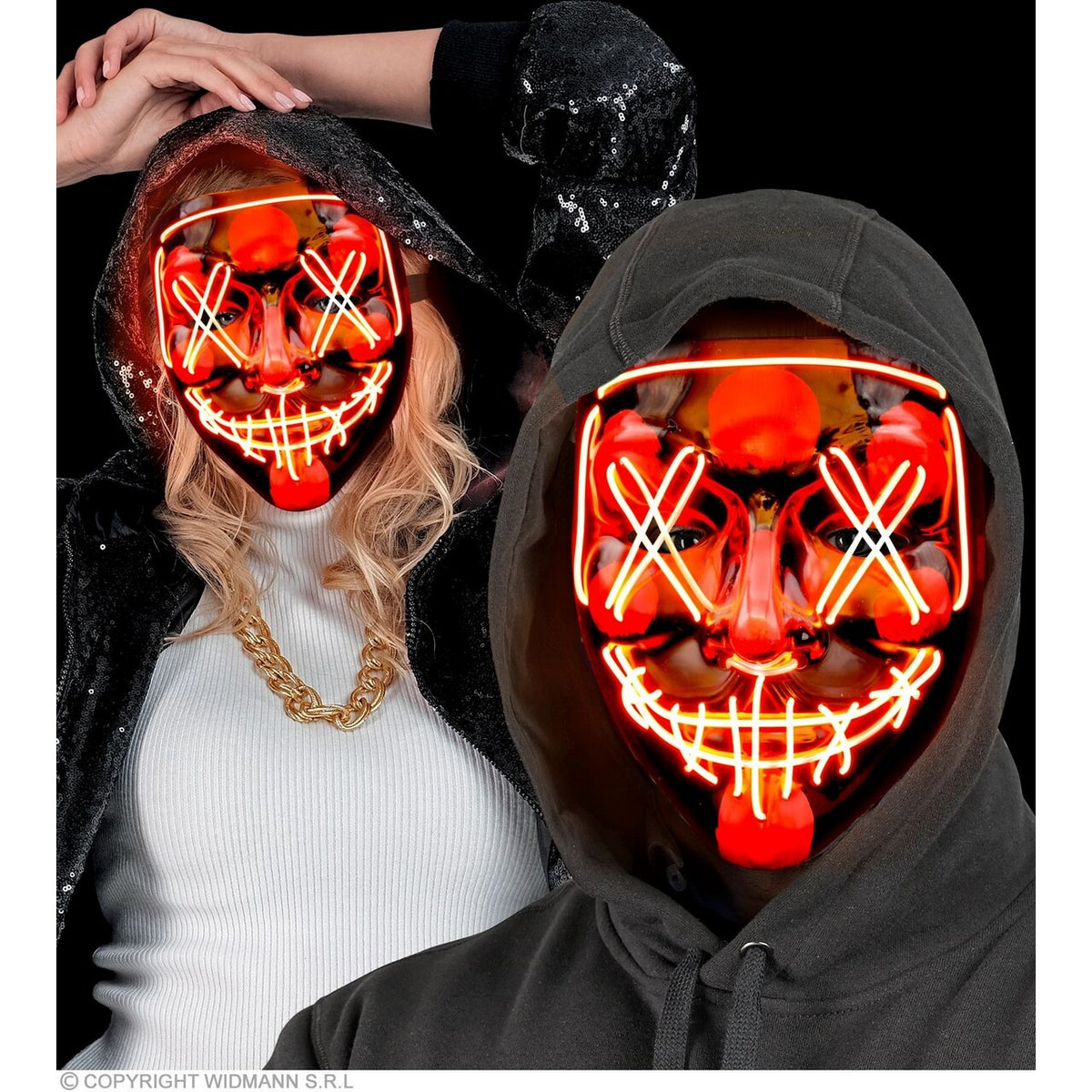 Op deze afbeelding zie je een Accessoires, van het merk Widmann. The Purge Masker Met Rood Licht