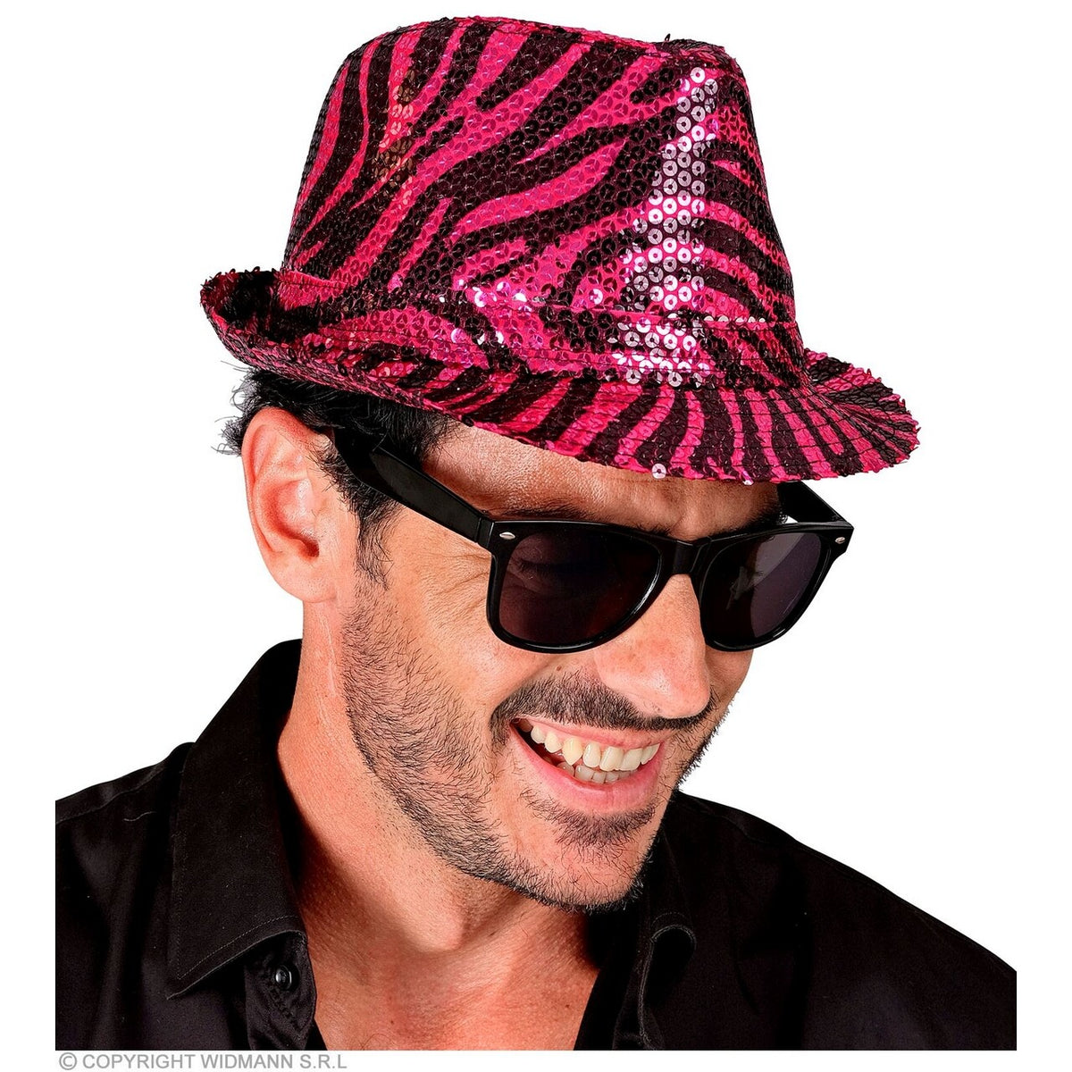 Op deze afbeelding zie je een Accessoires, van het merk Widmann. Pailletten Gangster Hoed Roze Tijger