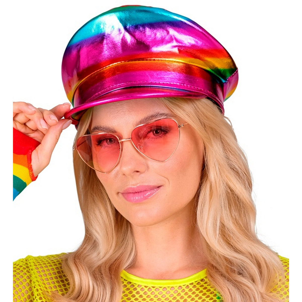 Op deze afbeelding zie je een Accessoires, van het merk Widmann. Opvallende Regenboog Pet Kapitein