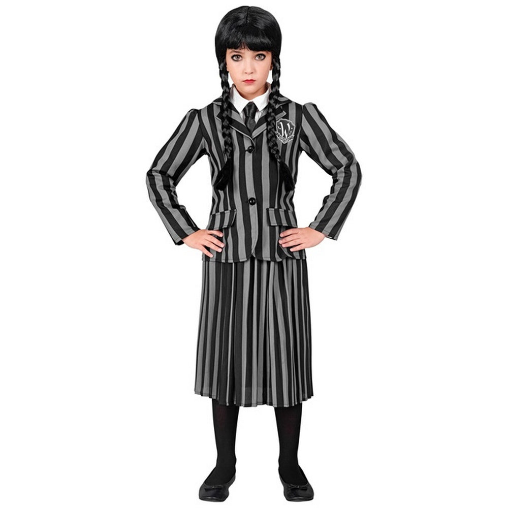 Op deze afbeelding zie je een Kostuums, van het merk Widmann. Schooluniform Nevermore School Wednesday Kind Meisje Kostuum