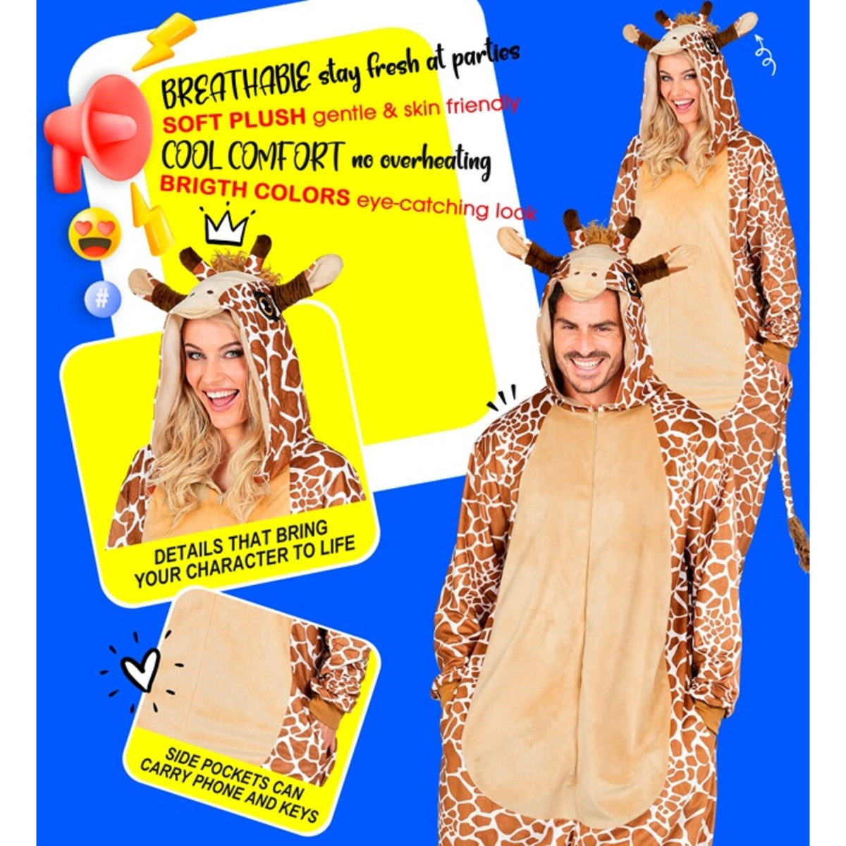 Op deze afbeelding zie je een Kostuums, van het merk Widmann. Gave Giraf Onesie Kostuum