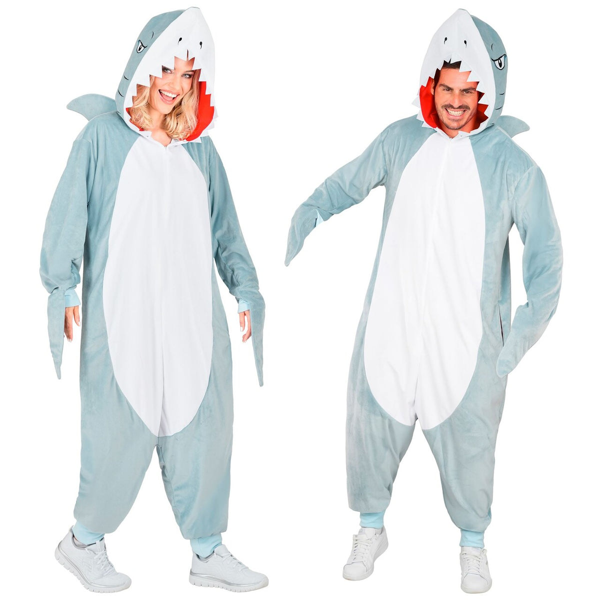 Op deze afbeelding zie je een Kostuums, van het merk Widmann. Hi De Haai Onesie Kostuum