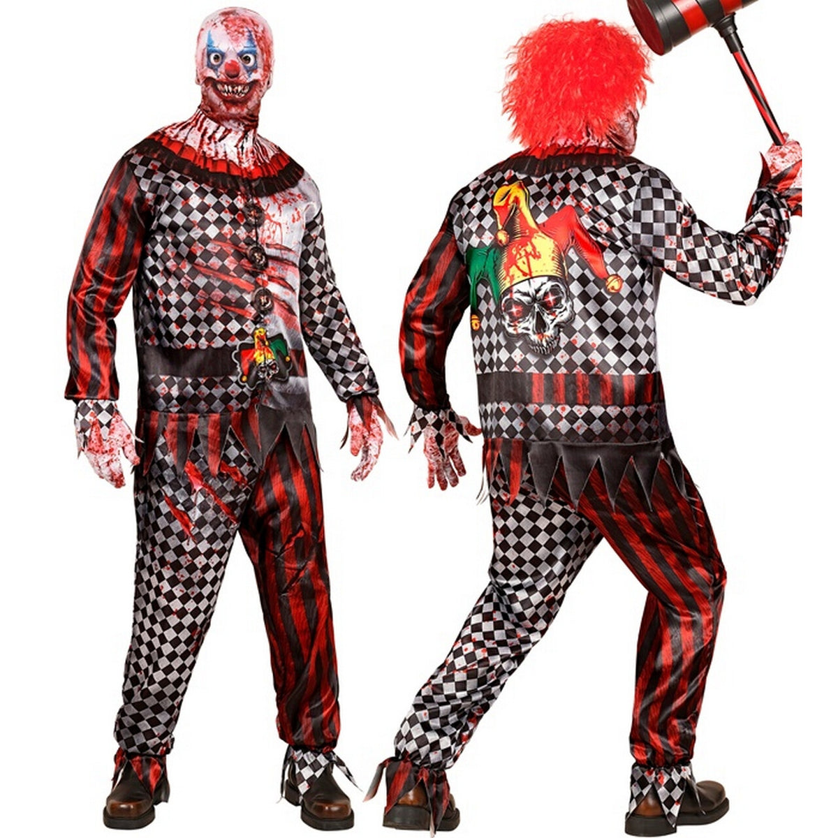Op deze afbeelding zie je een Kostuums, van het merk Widmann. Bloederige Killer Joker Man Kostuum