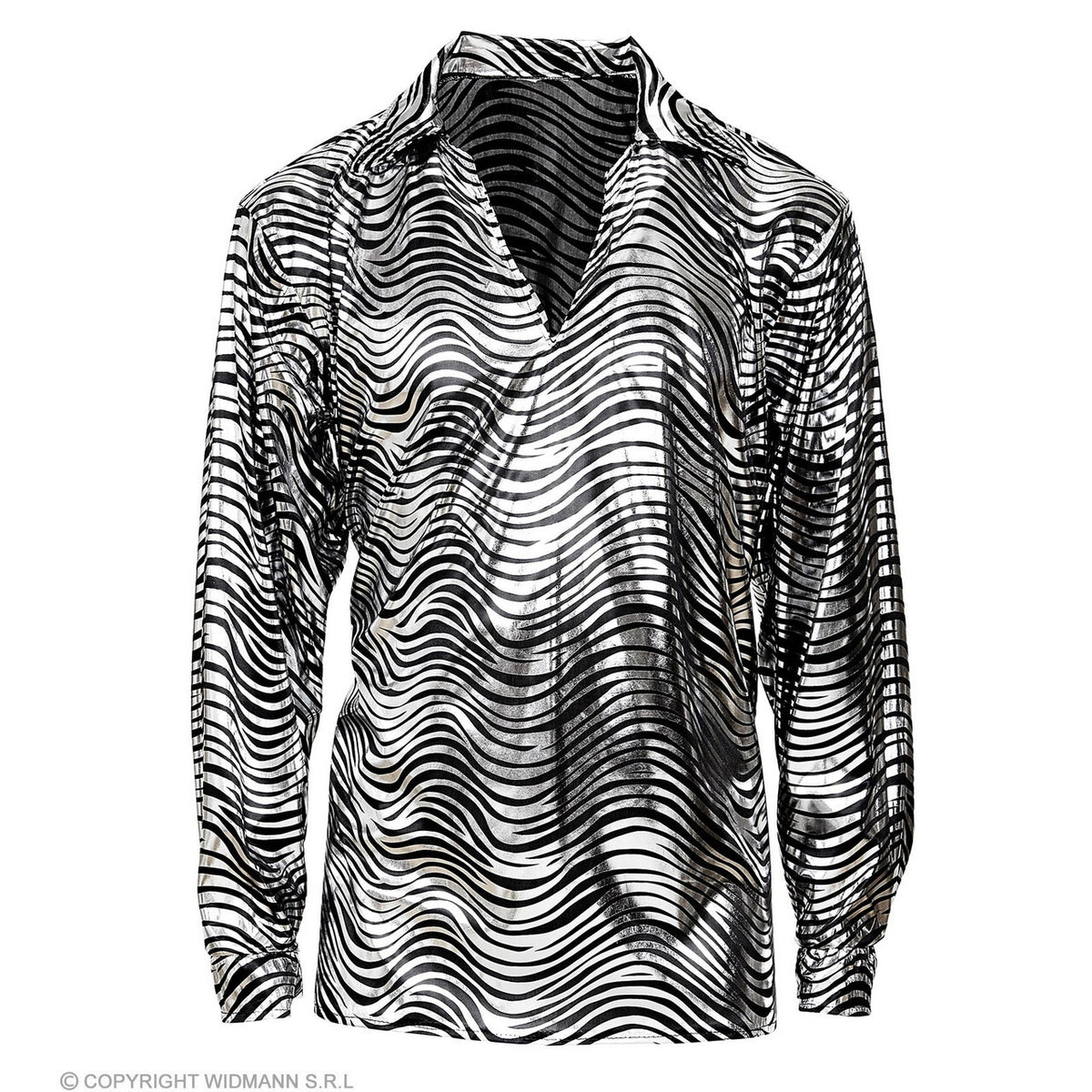 Op deze afbeelding zie je een Kostuums, van het merk Widmann. Exotische Jonathan Disco Shirt Zilver Man