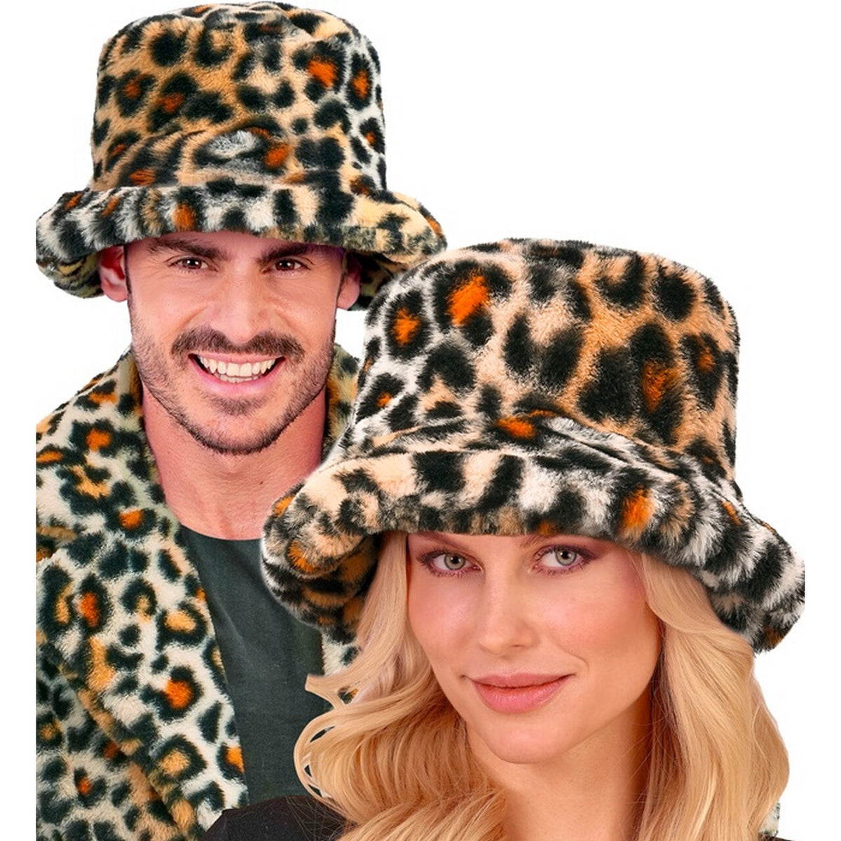 Op deze afbeelding zie je een Accessoires, van het merk Widmann. Pimp Buckethat Pluche Luipaardprint