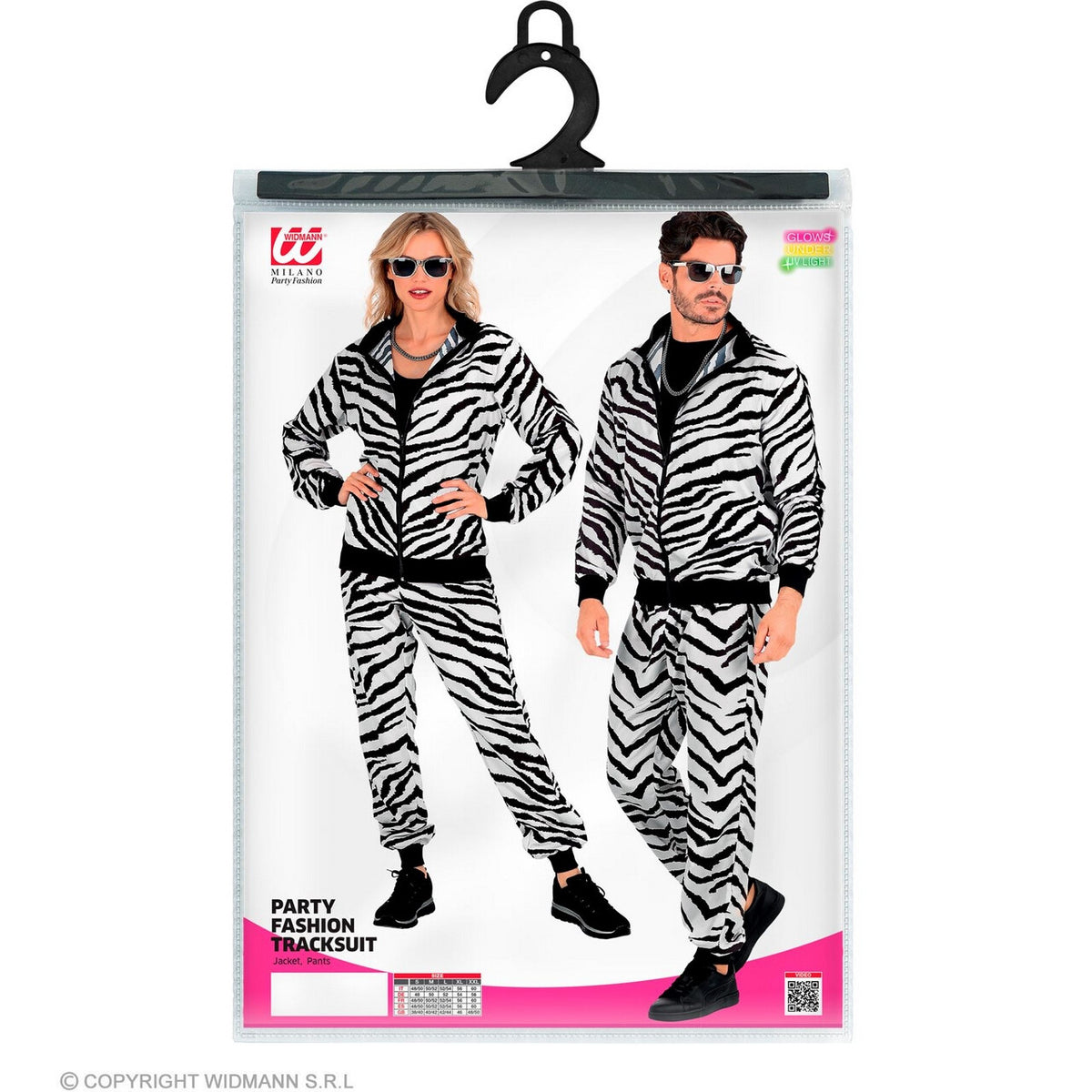 Op deze afbeelding zie je een Kostuums, van het merk Widmann. Zebra Camo Zwart / Wit Trainingspak Kostuum