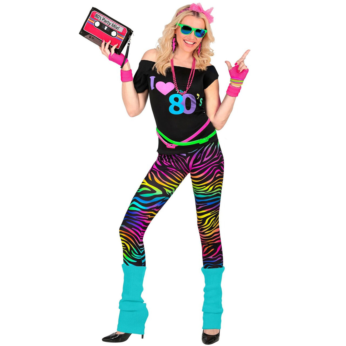 Op deze afbeelding zie je een Accessoires, van het merk Widmann. Lichtblauwe Beenwarmers 80s Fitness