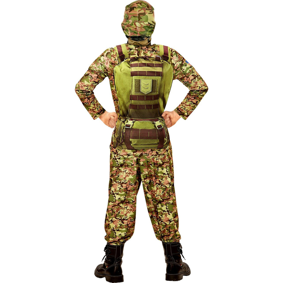 Op deze afbeelding zie je een Kostuums, van het merk Widmann. Zwaar Afgetrainde Special Force Soldaat Kind Kostuum