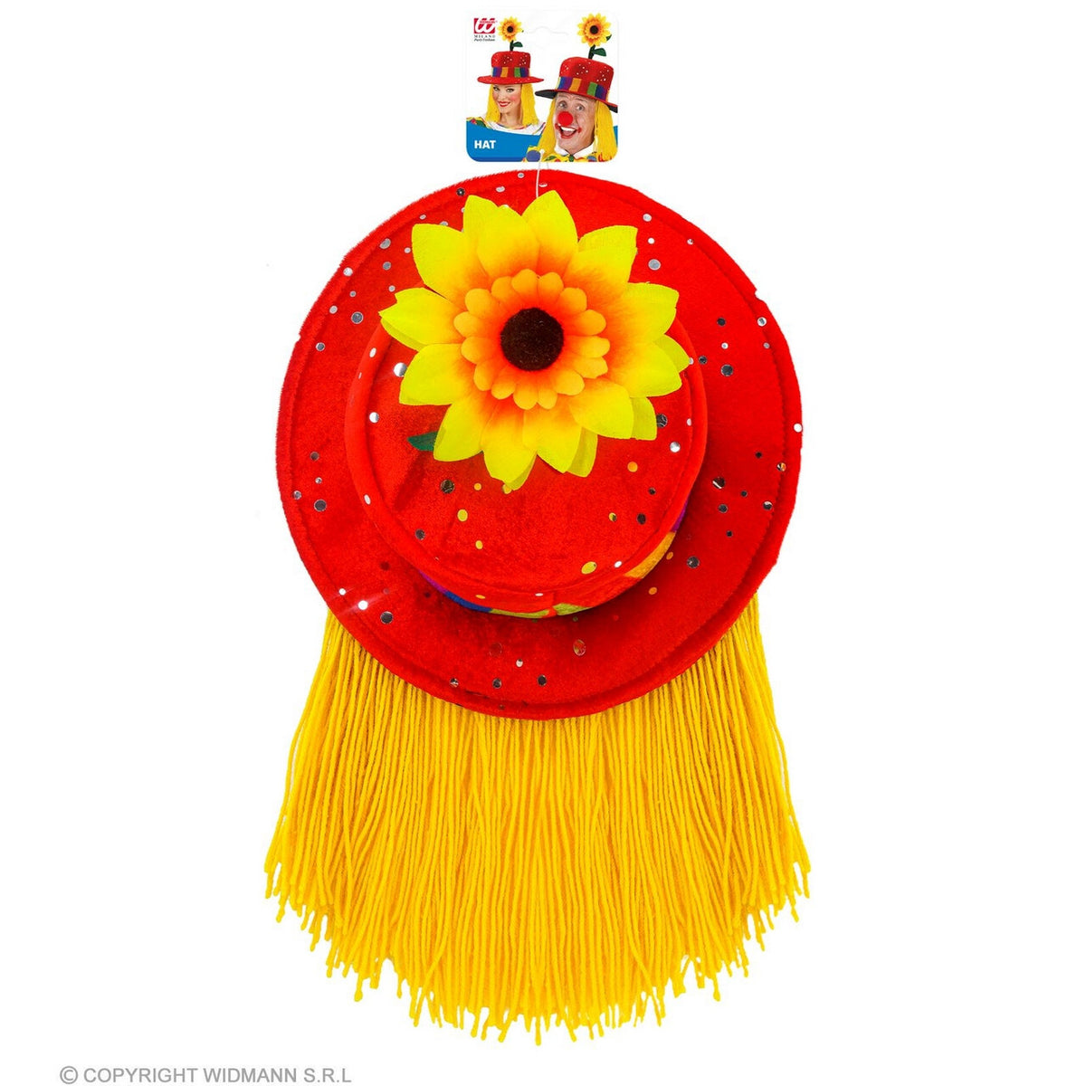 Op deze afbeelding zie je een Accessoires, van het merk Widmann. Blije Bloem Hoed Met Geel Haar