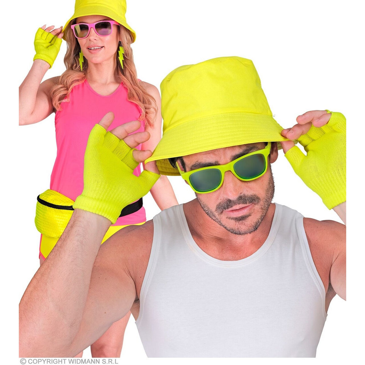 Op deze afbeelding zie je een Accessoires, van het merk Widmann. Vingerloze Handschoenen Neon Geel Handig Warm