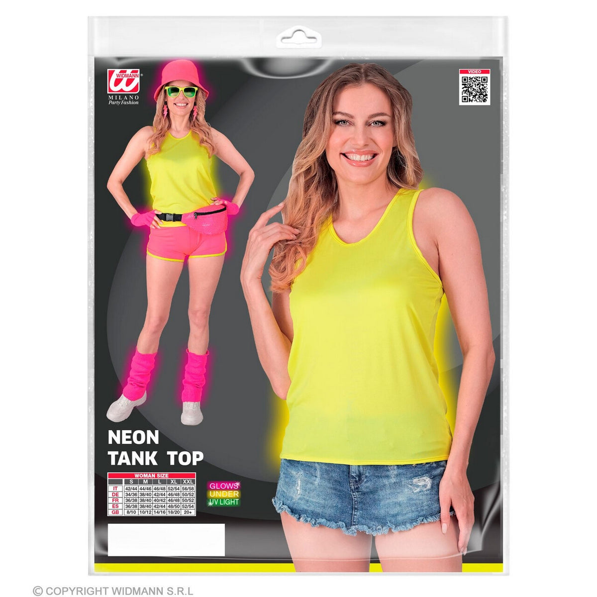 Op deze afbeelding zie je een Kostuums, van het merk Widmann. Basic Tank Top Neon Geel Vrouw
