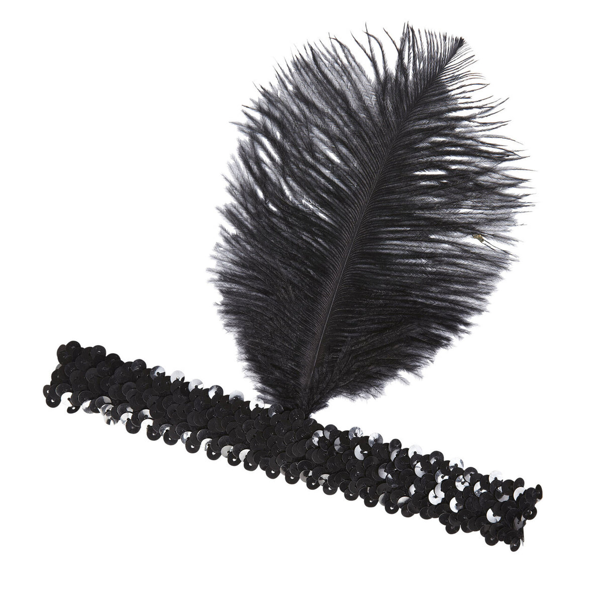 Op deze afbeelding zie je een Accessoires, van het merk Widmann. Roaring 20s Pailletten Hoofdband Met Zwarte Veer