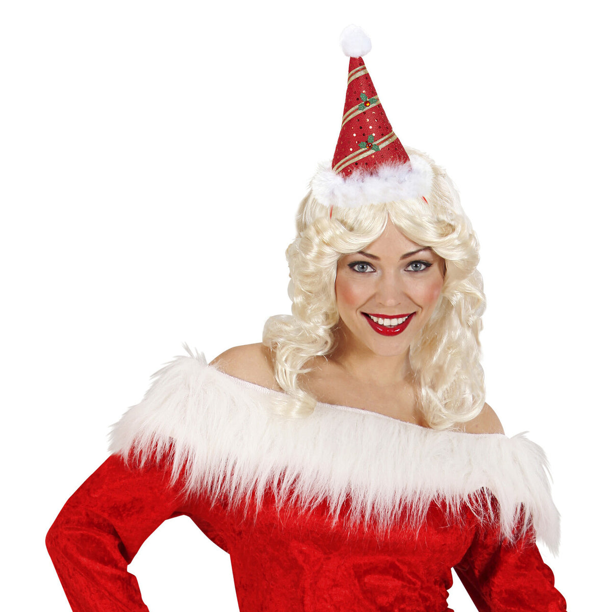 Op deze afbeelding zie je een Accessoires, van het merk Widmann. Feestelijke Hoofdband Mini Kerstman Met Marabou