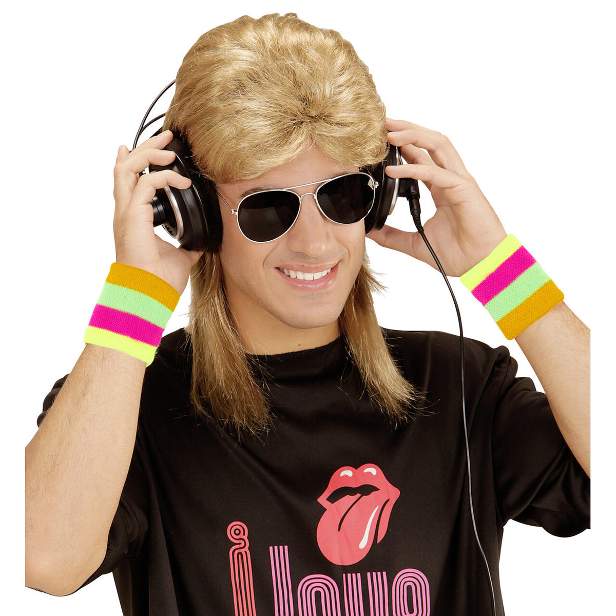 Op deze afbeelding zie je een Accessoires, van het merk Widmann. Neon Polsbanden Neon Meerkleurig 80s Sports