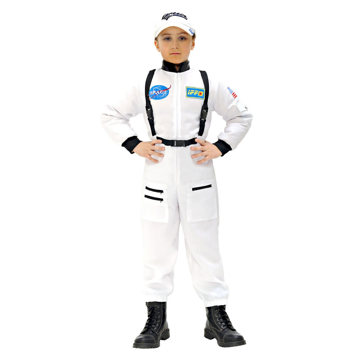 Op deze afbeelding zie je een Kostuums, van het merk Widmann. Astronaut Wit Andre Kuipers Kind Kostuum Jongen