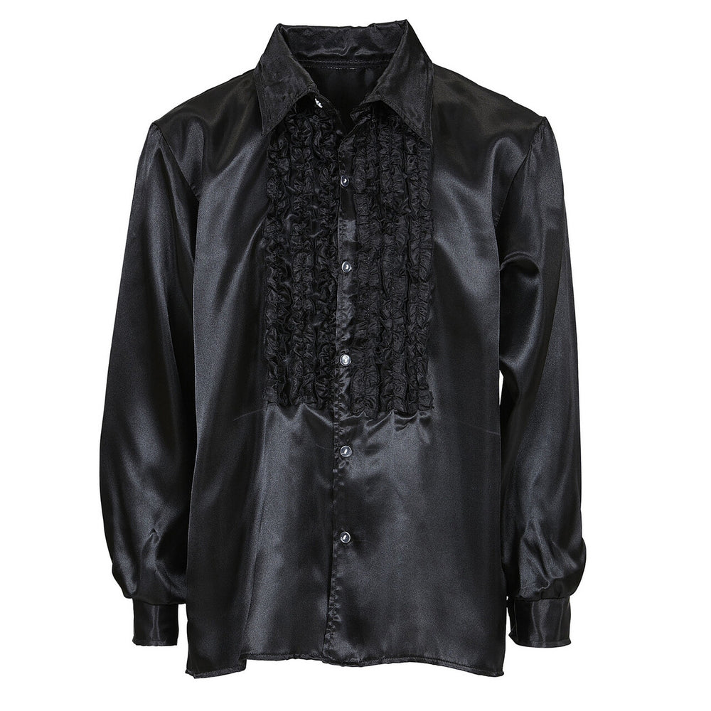 Op deze afbeelding zie je een Kostuums, van het merk Widmann. Lekker Foute Rouchenblouse Zwart Man