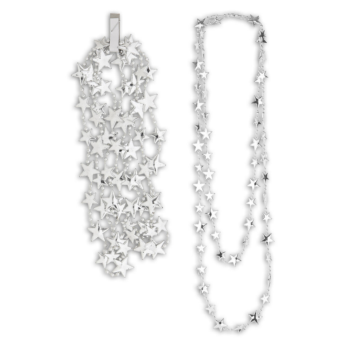 Op deze afbeelding zie je een Accessoires, van het merk Widmann. XXL Sterrenketting, Zilver 210 Centimeter