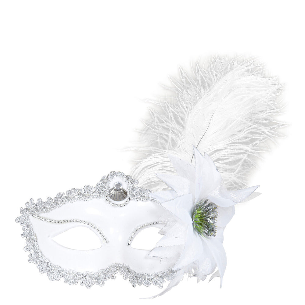 Op deze afbeelding zie je een Accessoires, van het merk Widmann. Oogmasker Wit Met Roos En Veren