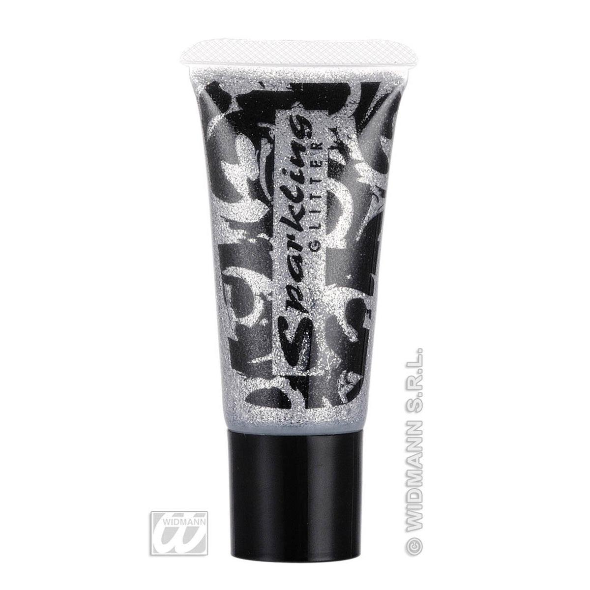 Op deze afbeelding zie je een Accessoires, van het merk Widmann. Tube Glitterzilver Schmink