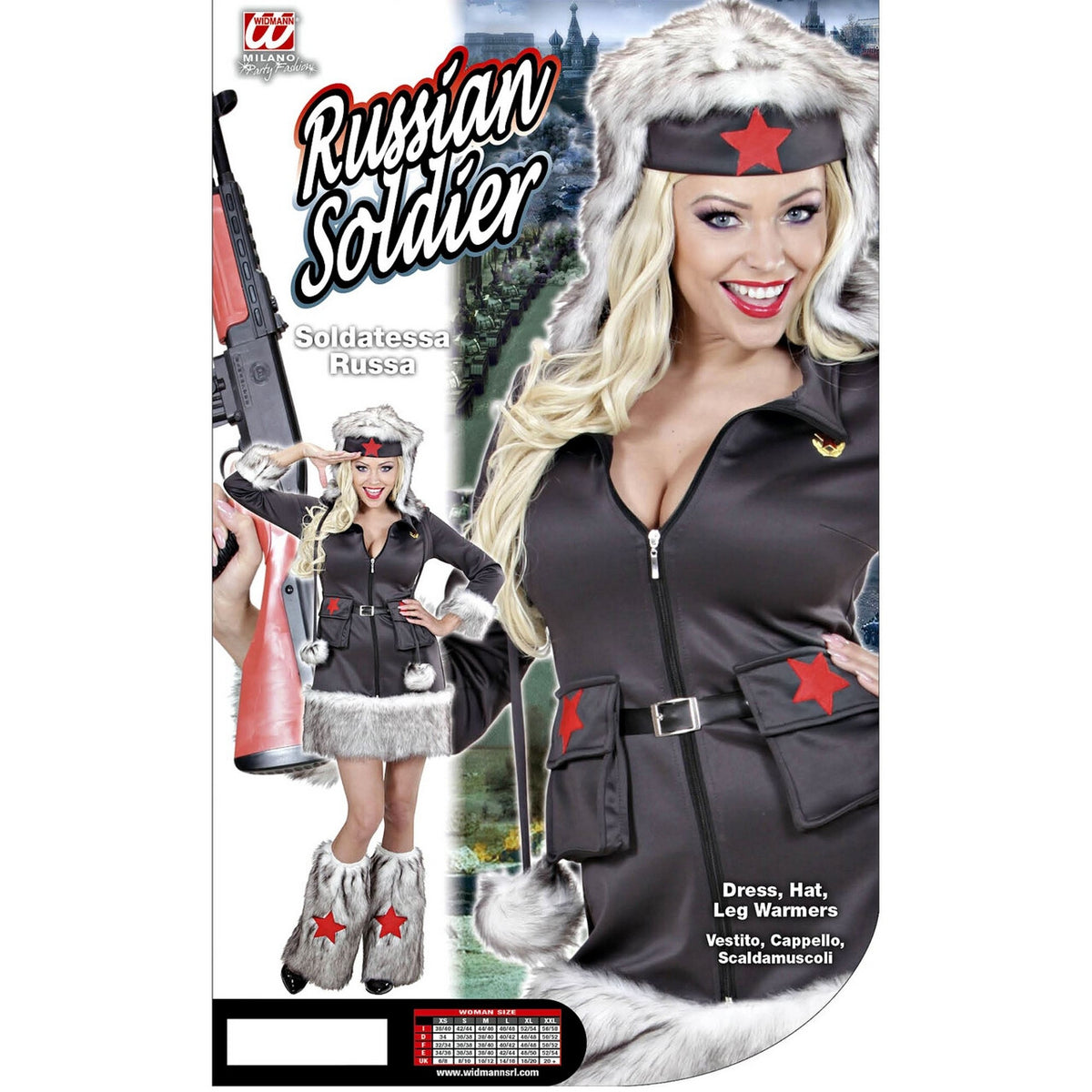 Op deze afbeelding zie je een Kostuums, van het merk Widmann. Nikita Sexy Comrade Vrouw Kostuum