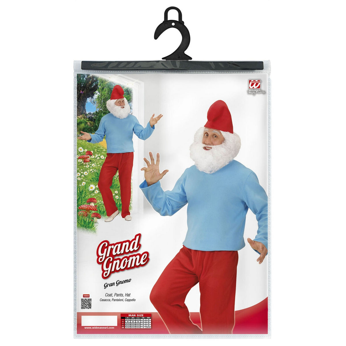 Op deze afbeelding zie je een Kostuums, van het merk Widmann. Hoofd Kabouter Grote Smurf Man Kostuum