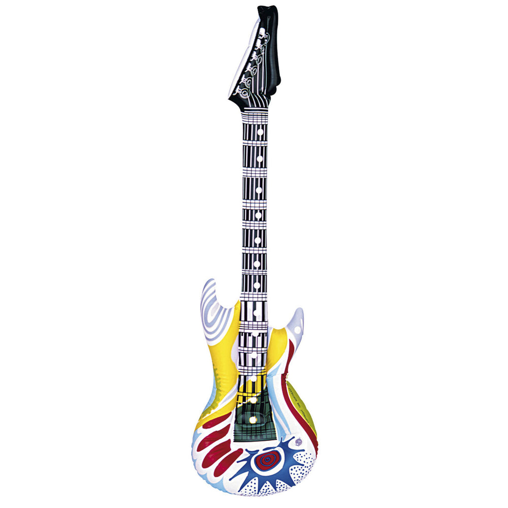 Op deze afbeelding zie je een Accessoires, van het merk Widmann. Opblaasbare Gitaar 107 Centimeter Funky