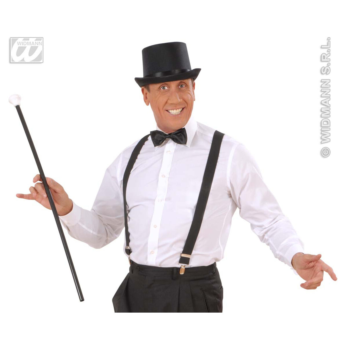 Op deze afbeelding zie je een Accessoires, van het merk Widmann. Hoge Hoed Satijn, Zwart