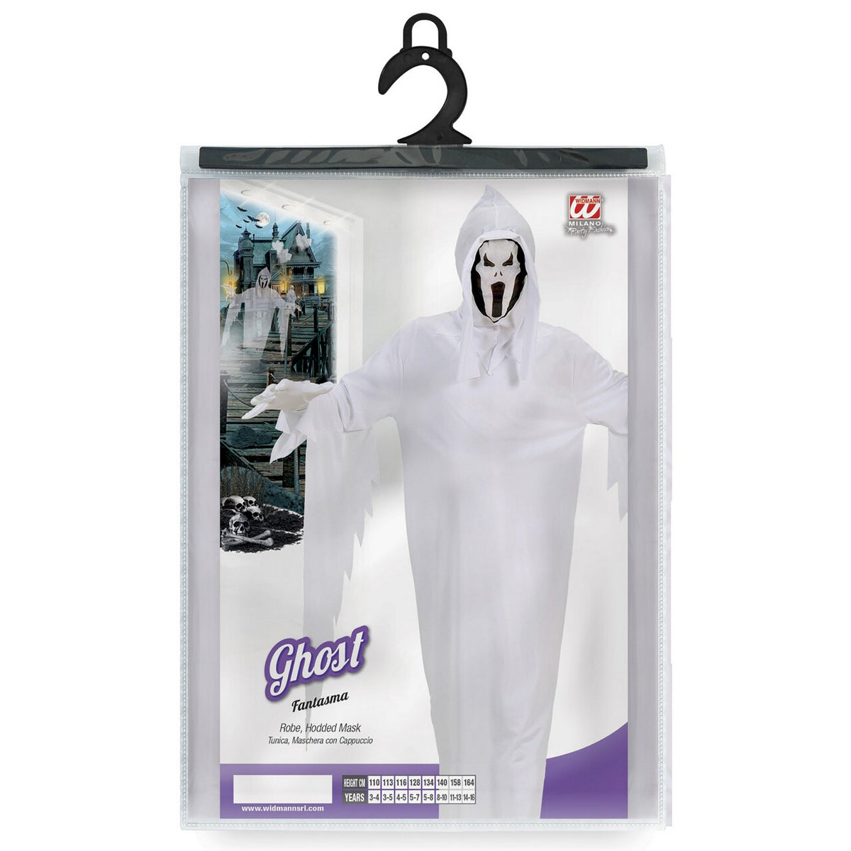 Op deze afbeelding zie je een Kostuums, van het merk Widmann. Spook Wit Kind White Ghost Kostuum Jongen