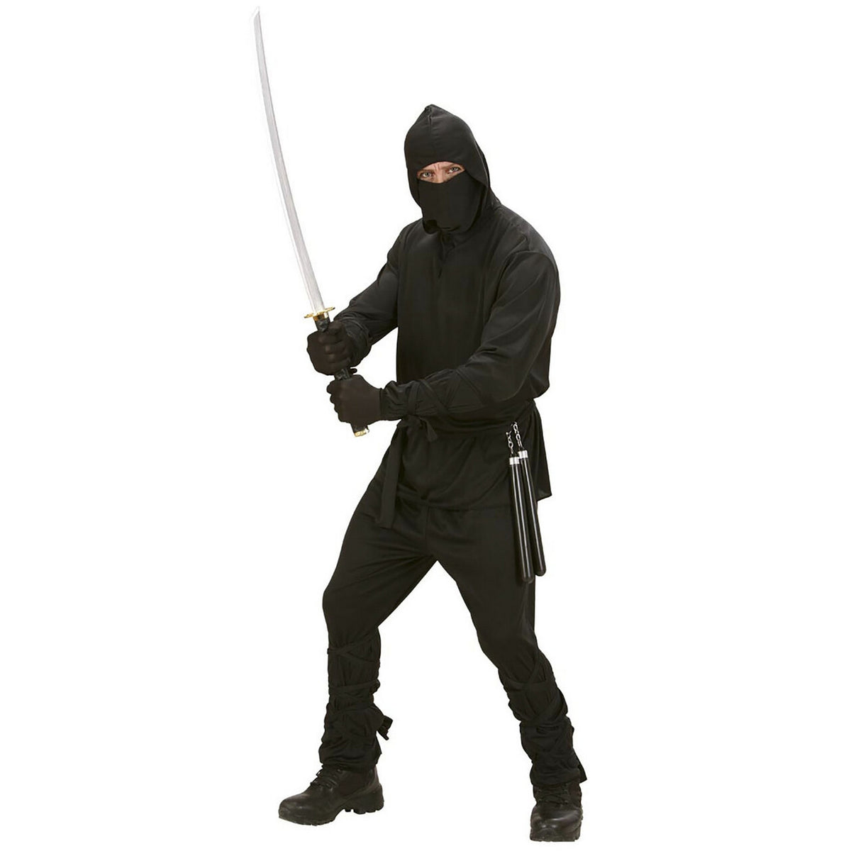 Op deze afbeelding zie je een Kostuums, van het merk Widmann. Fast Zwart Ninja Tokyo Kostuum Man