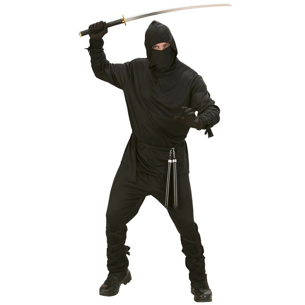 Op deze afbeelding zie je een Kostuums, van het merk Widmann. Fast Zwart Ninja Tokyo Kostuum Man