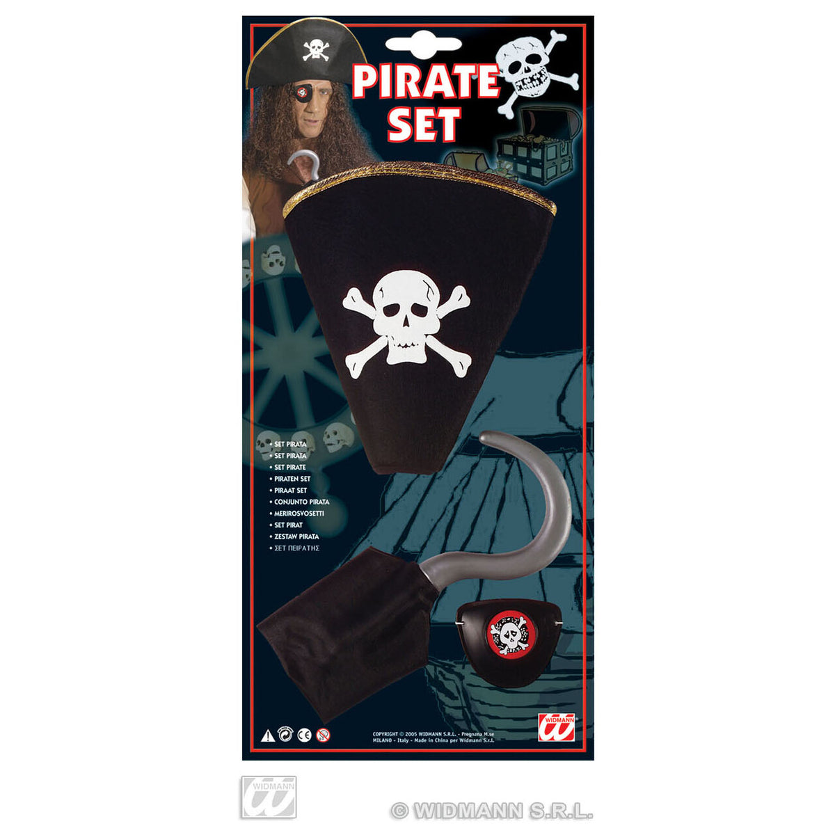 Op deze afbeelding zie je een Accessoires, van het merk Widmann. Piratenset Haak Hoed Ooglap