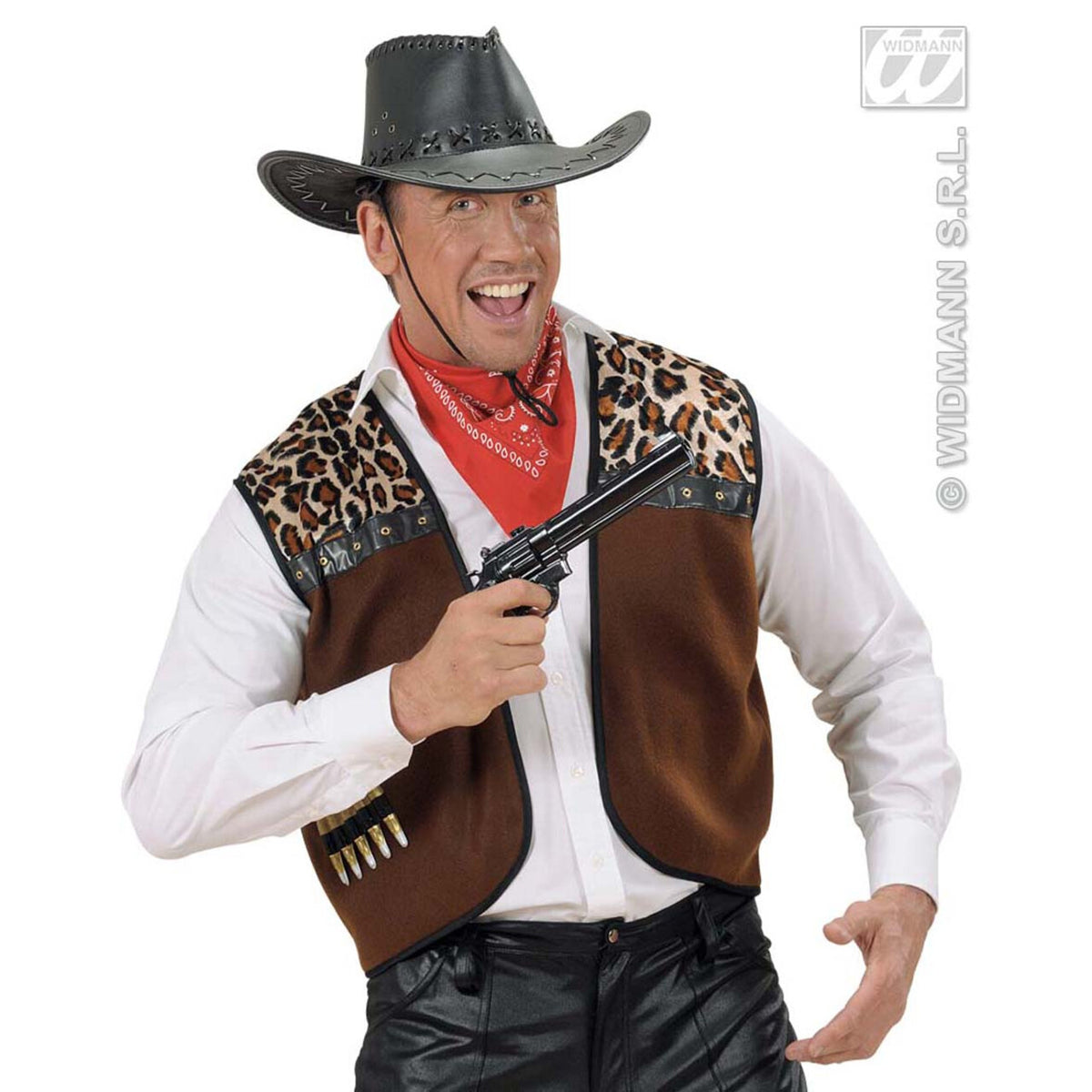 Op deze afbeelding zie je een Accessoires, van het merk Widmann. Cowboyhoed Lederlook Met Decoratie, Zwart