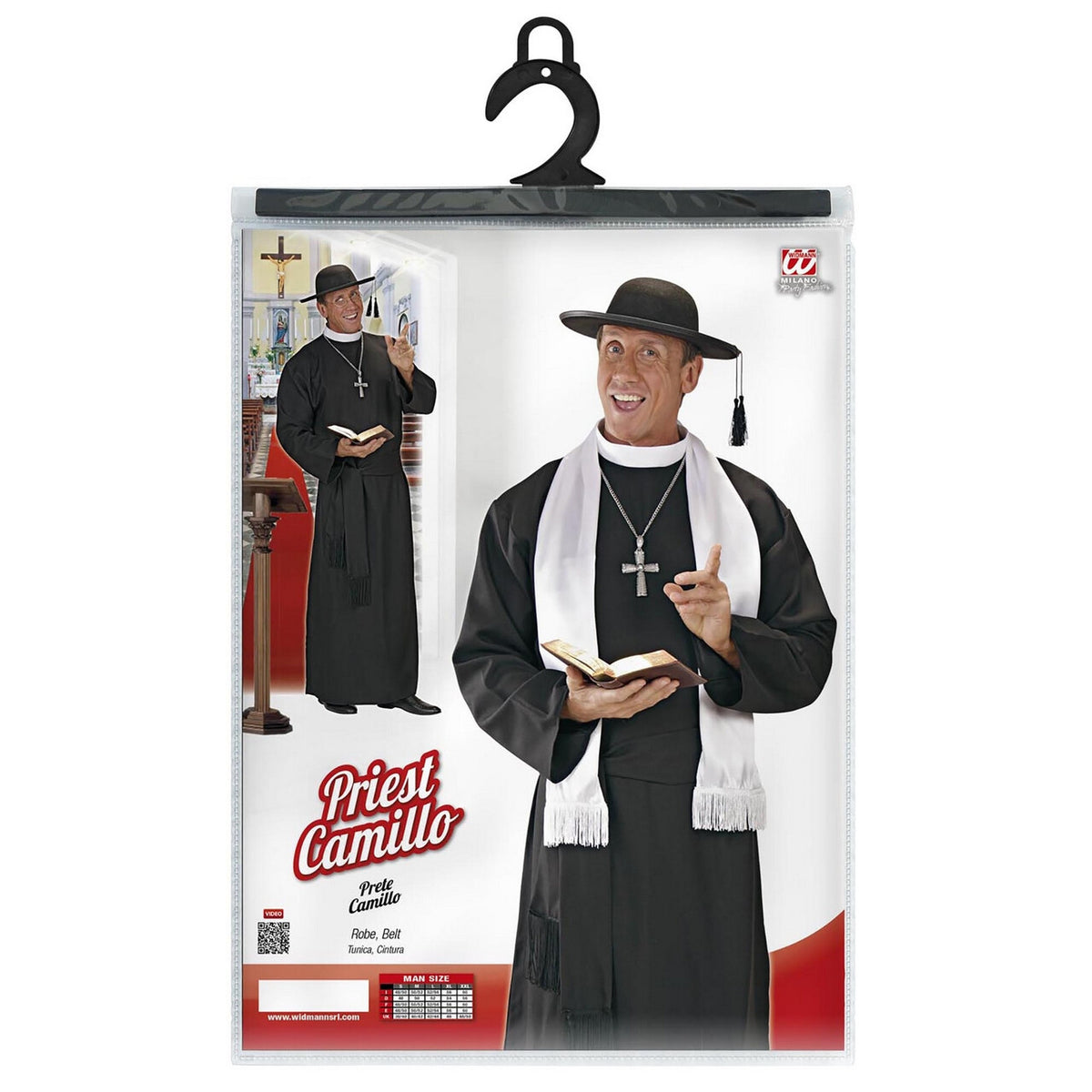 Op deze afbeelding zie je een Kostuums, van het merk Widmann. Overtuigende Priester Don Camillo XL Kostuum Man