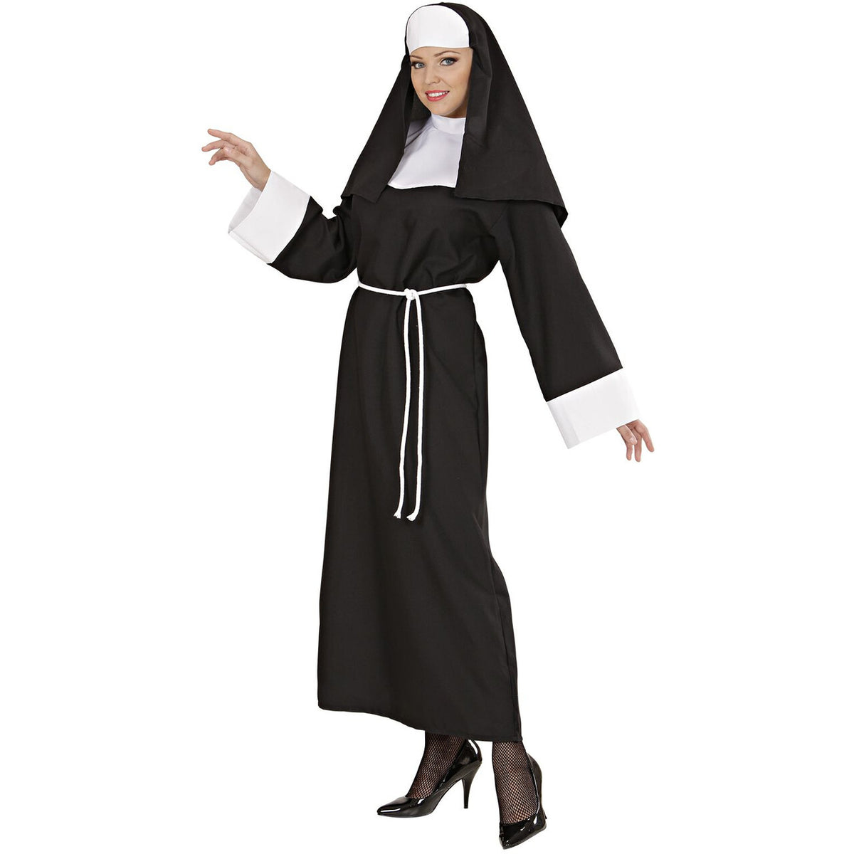 Op deze afbeelding zie je een Kostuums, van het merk Widmann. Luxe Non Carmela Sister Act Kostuum Vrouw