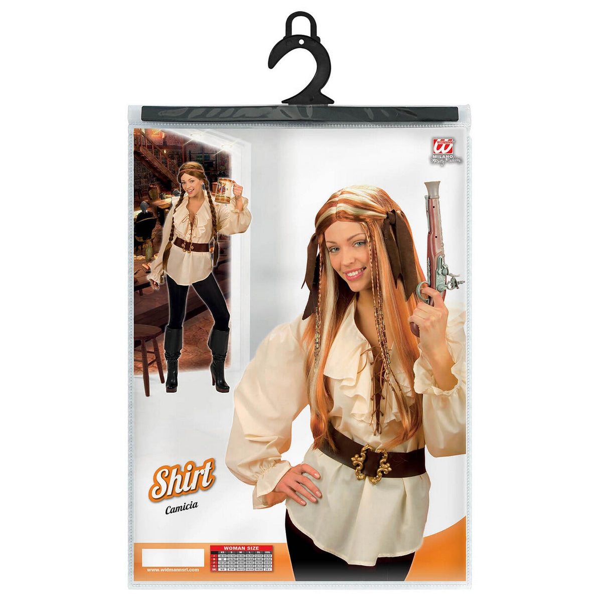 Op deze afbeelding zie je een Kostuums, van het merk Widmann. Piratenshirt Dames, Beige Vrouw