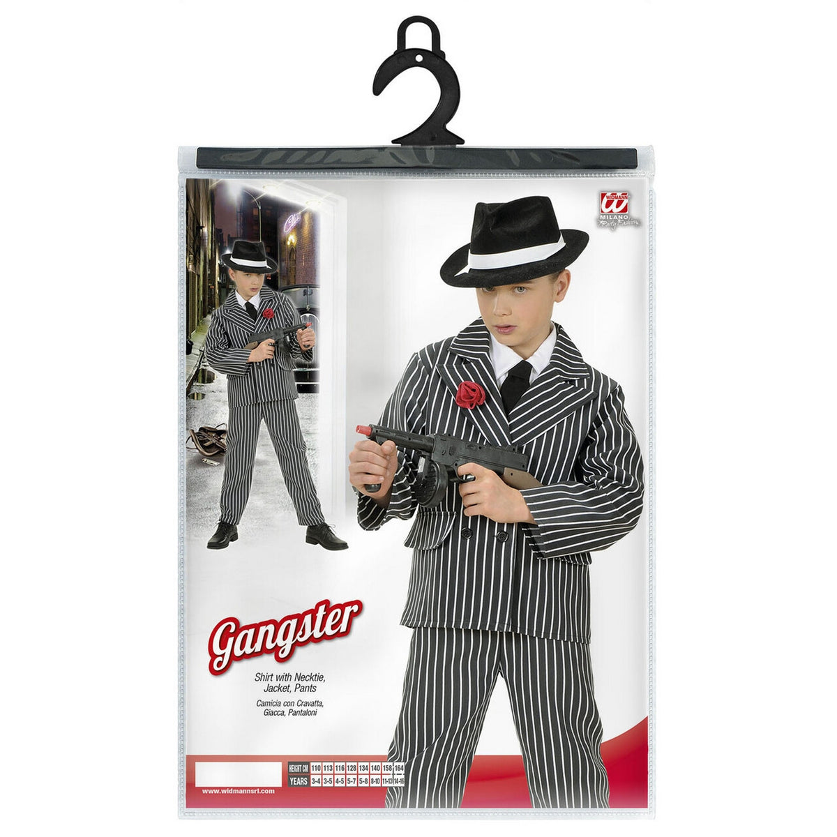 Op deze afbeelding zie je een Kostuums, van het merk Widmann. Gangster Jongen Al Capone Kostuum