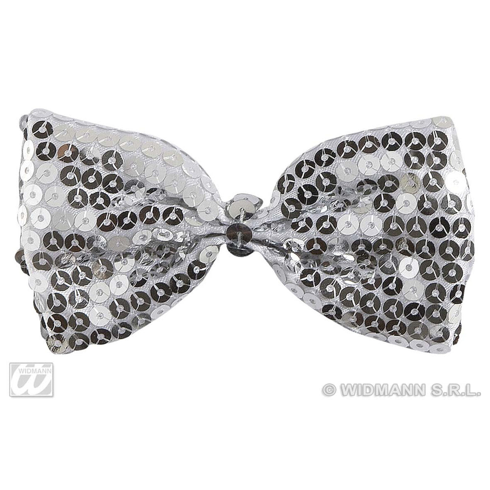 Op deze afbeelding zie je een Accessoires, van het merk Widmann. Vlinderstrik Pailletten Zilver