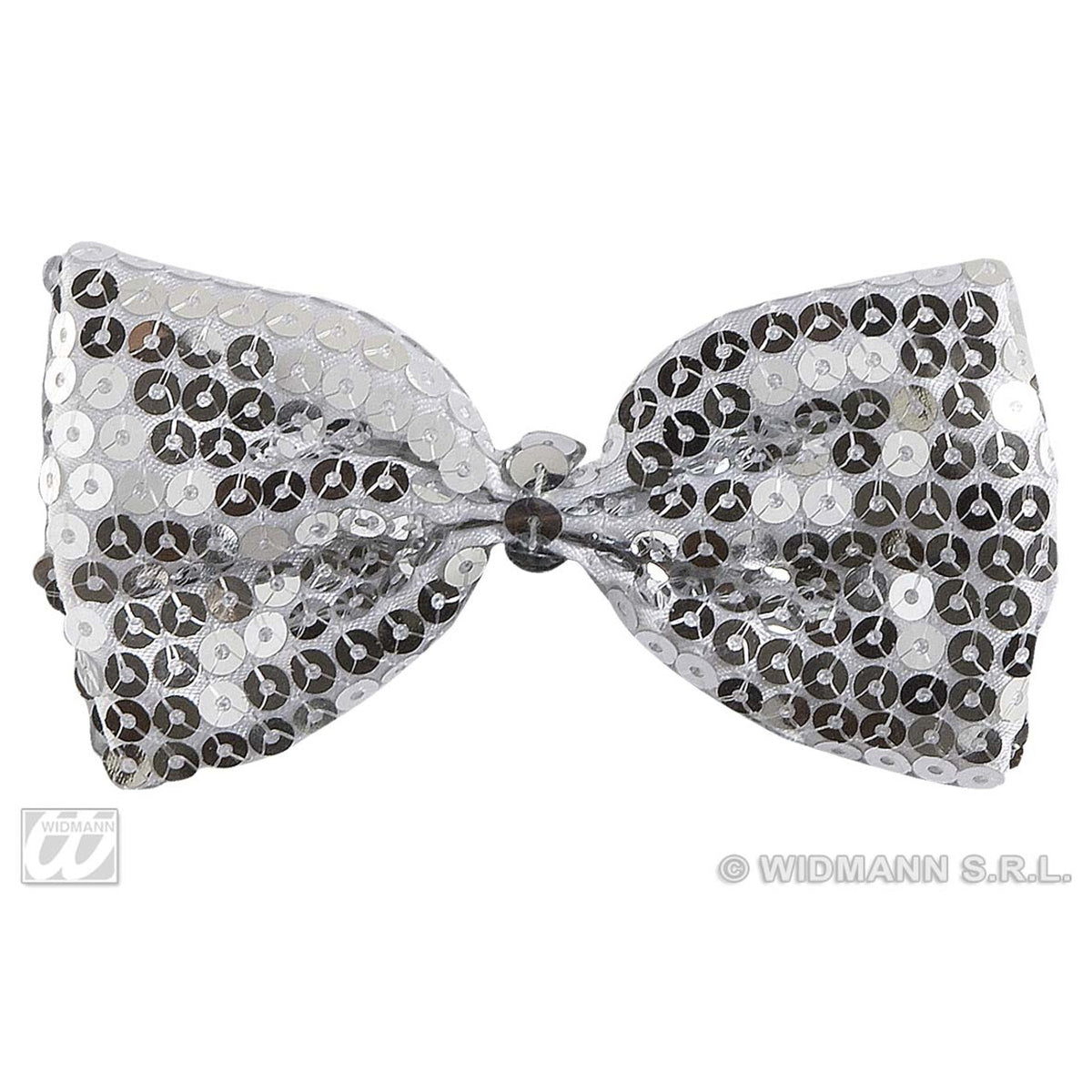Op deze afbeelding zie je een Accessoires, van het merk Widmann. Vlinderstrik Pailletten Zilver