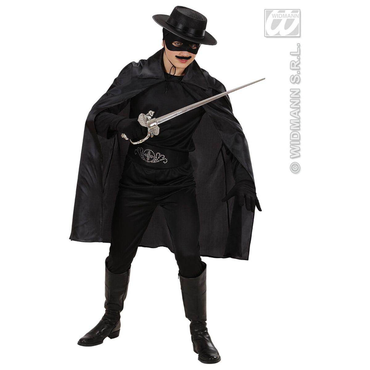 Op deze afbeelding zie je een Accessoires, van het merk Widmann. Zwarte Cape 100 Centimeter