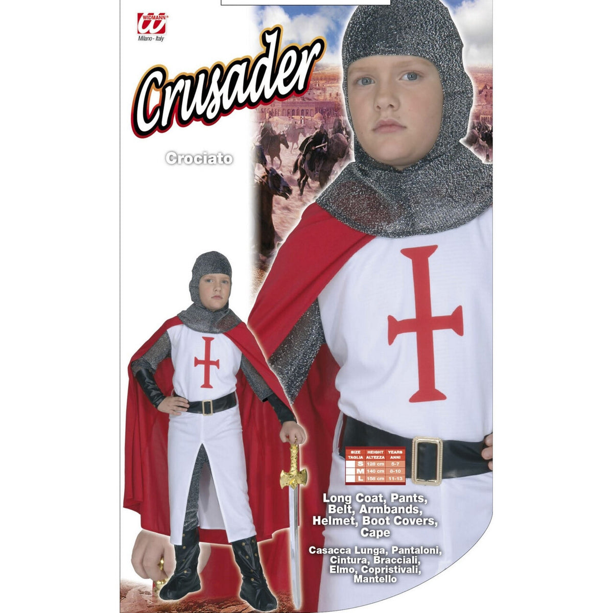 Op deze afbeelding zie je een Kostuums, van het merk Widmann. Tempelier Kruisvaarder, Jongen Kostuum