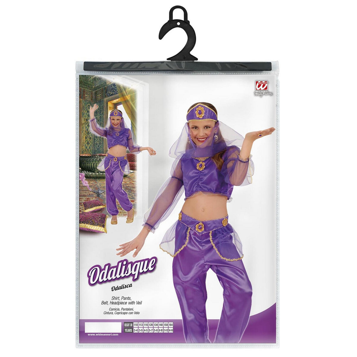 Op deze afbeelding zie je een Kostuums, van het merk Widmann. Paars Arabisch Meisje Belly Dancer Kostuum