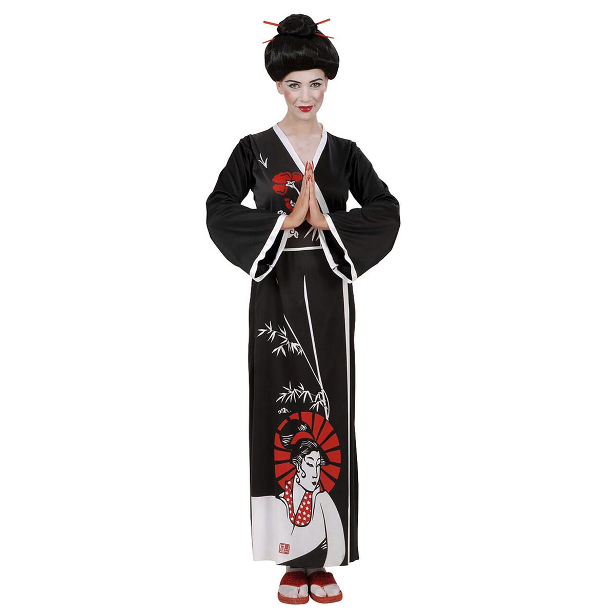 Op deze afbeelding zie je een Kostuums, van het merk Widmann. Sierlijke Geisha Kostuum Vrouw