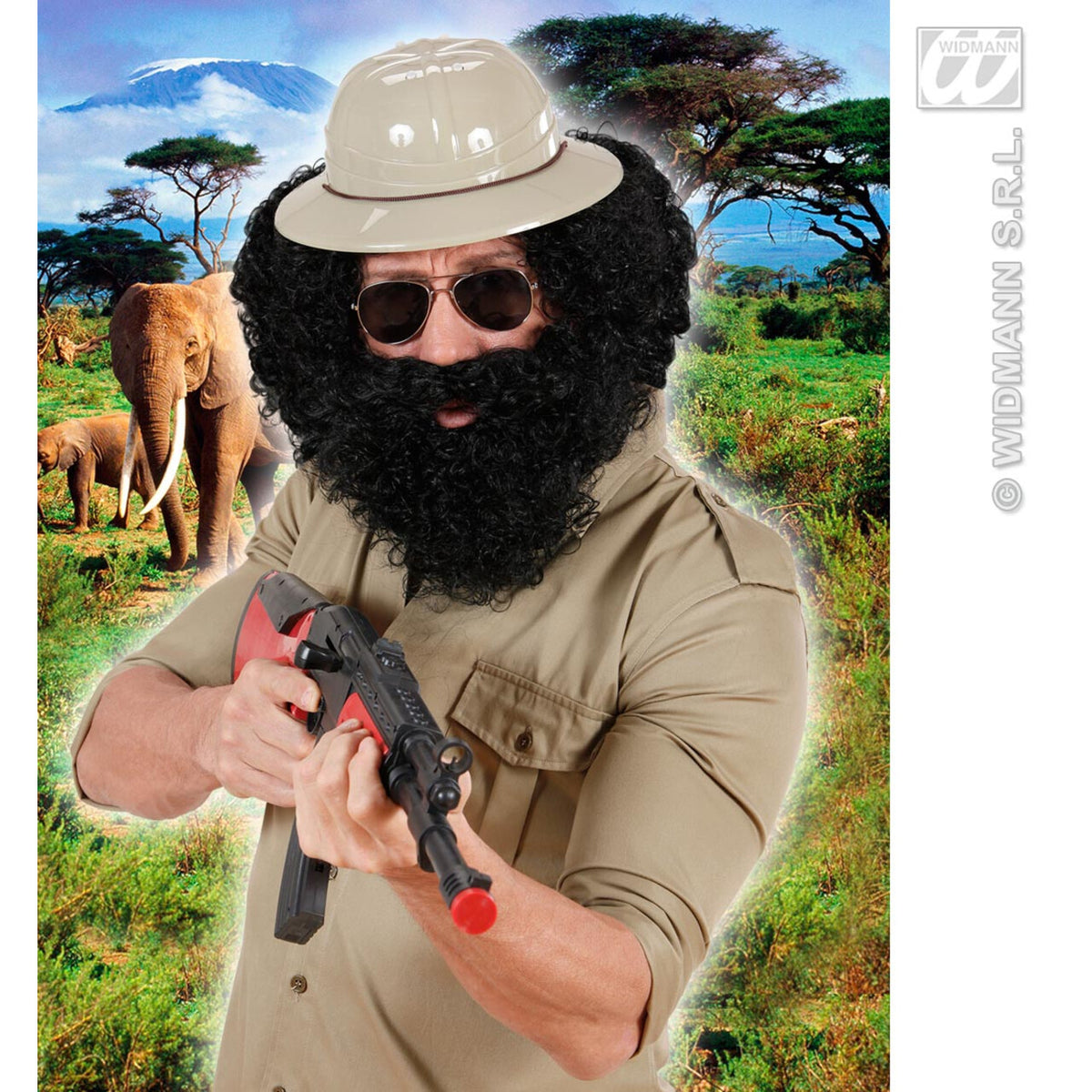 Op deze afbeelding zie je een Accessoires, van het merk Widmann. Pruik, Karakter Met Krullen En Baard, Zwart