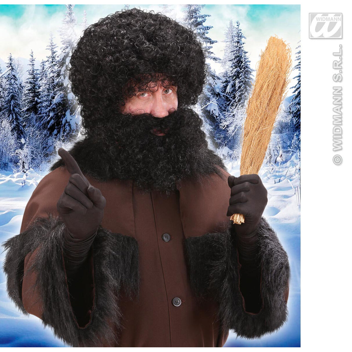 Op deze afbeelding zie je een Accessoires, van het merk Widmann. Pruik, Karakter Met Krullen En Baard, Zwart