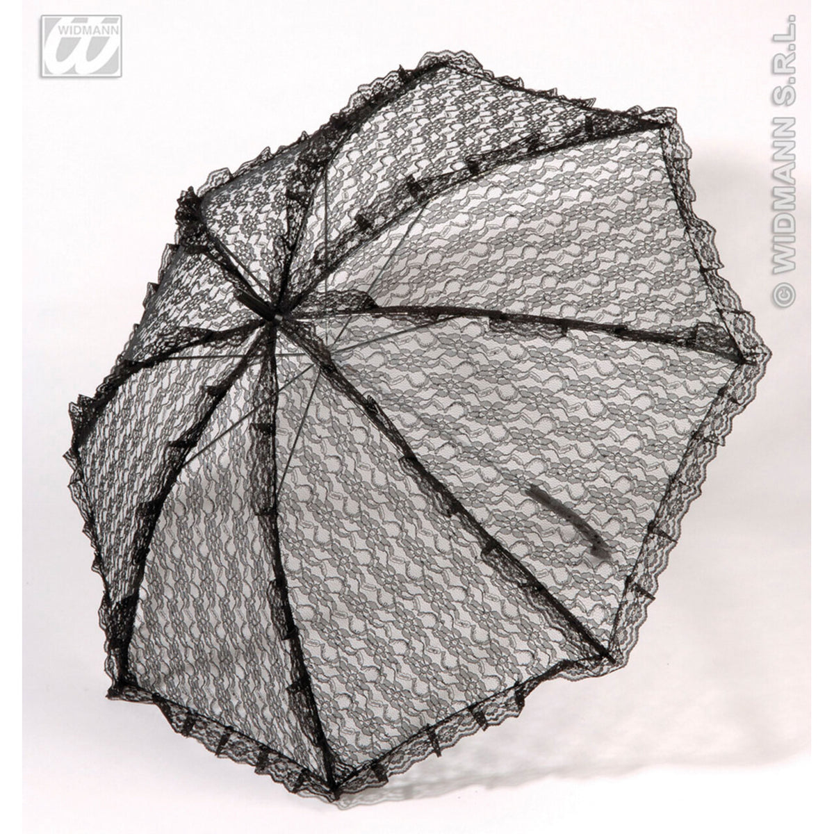 Op deze afbeelding zie je een Accessoires, van het merk Widmann. Kanten Paraplu Zwart