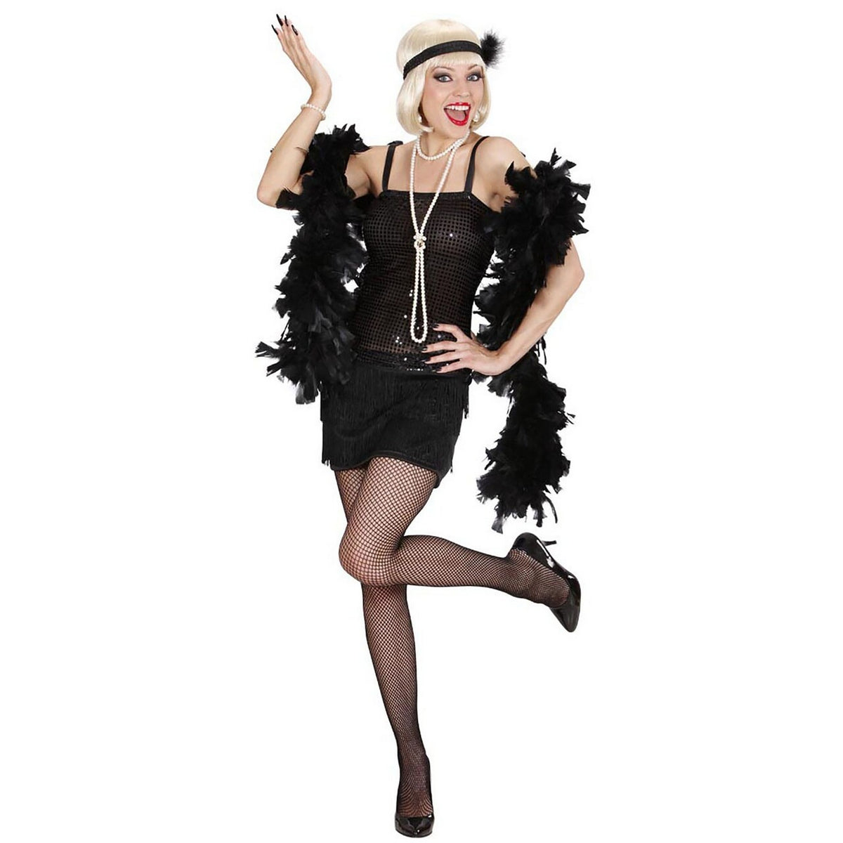 Op deze afbeelding zie je een Kostuums, van het merk Widmann. Enchanting Flapper Jurk Zwart Kostuum Vrouw